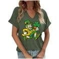thumbnail image 4 of NuoCaiYun St Patricks Day Tops for Women V Neck Funny T-Shirt Irish Shamrock Graphic Short Sleeve Clover Tee, 4 of 6