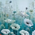 thumbnail image 5 of Orinice Ambesonne teal shower curtain, flowering poppy scene with ocean green tones, fabric bathroom décor set with hooks, mint green sea foam white 69x72, 5 of 7