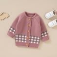 thumbnail image 2 of Generic Kids Outdoor Sweaters Baby Girl Boy Knit Cardigan Sweater Warm Pullover Tops Toddler Plaid Outerwear Jacket Coat Outfit Clothes for Cute Fashion Pullovers(9-12 Months,Pink), 2 of 9