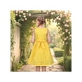 thumbnail image 4 of Sunny Fashion Girls Dress Cotton Yellow Polka Dot Floral Embroidery Pocket Casual Vintage Sundress 10 Years, 4 of 7