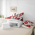 thumbnail image 4 of Erosebridal Geometry Lines Bedding Sets Full Size,Modern Abstract Art Comforter Sets with Sheets,Gradient Red Black Bed in a Bag Full Size,Lightweight Bedroom Decorative Reversible,7-Piece, 4 of 6