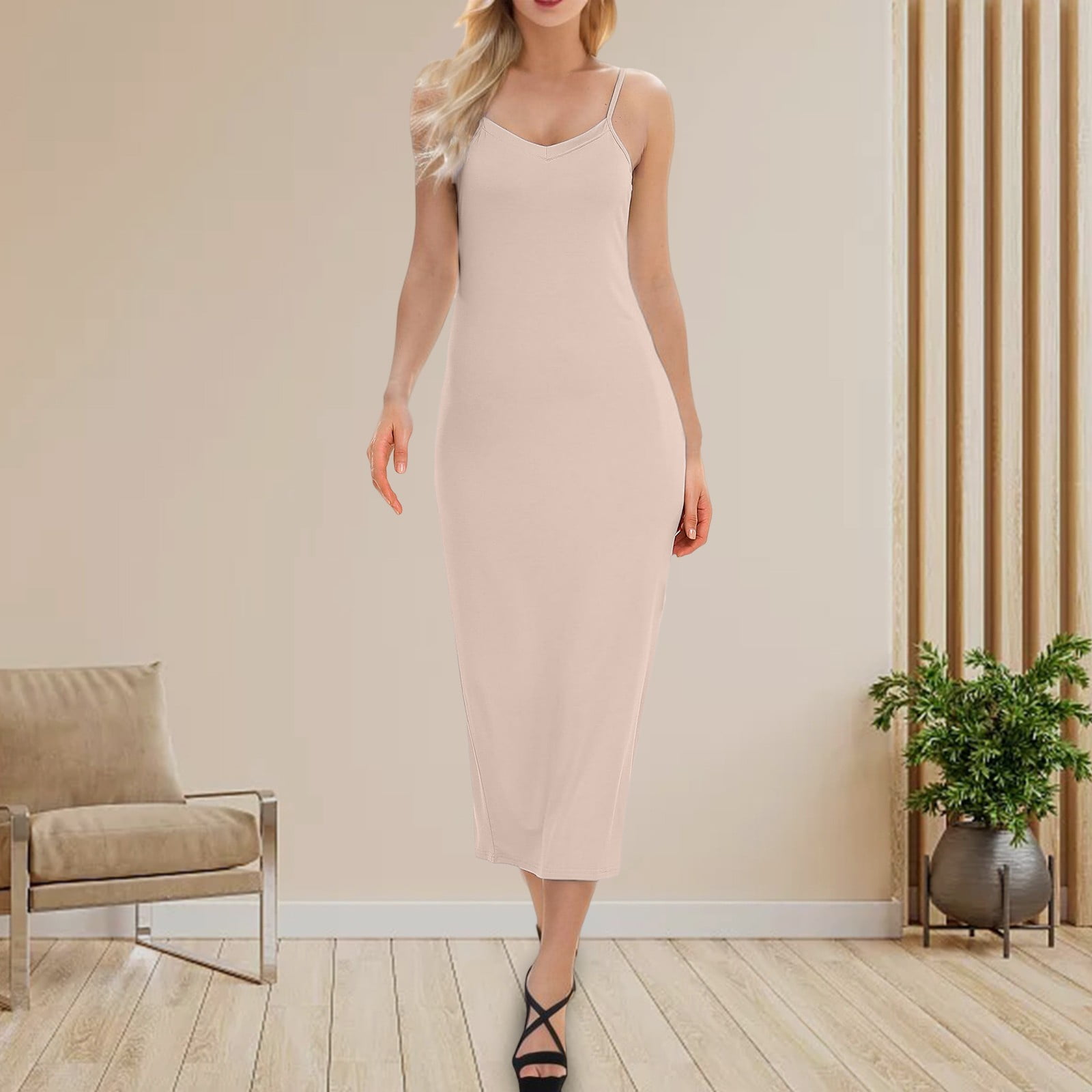 Beige v neck dress online