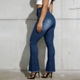 thumbnail image 5 of ClodeEU Women's High Waist Flare Leg Ripped Jeans,Distressed Frayed Hem Bootcut Denim Pants,Casual Streetwear Jeans Blue,Women's Plus L, 5 of 5