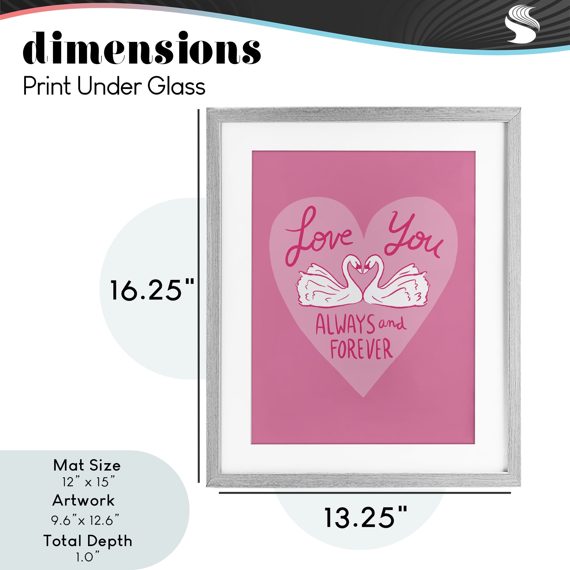 Always & Forever Swans Gray Framed Print Under Glass, design by Juliet Meeks