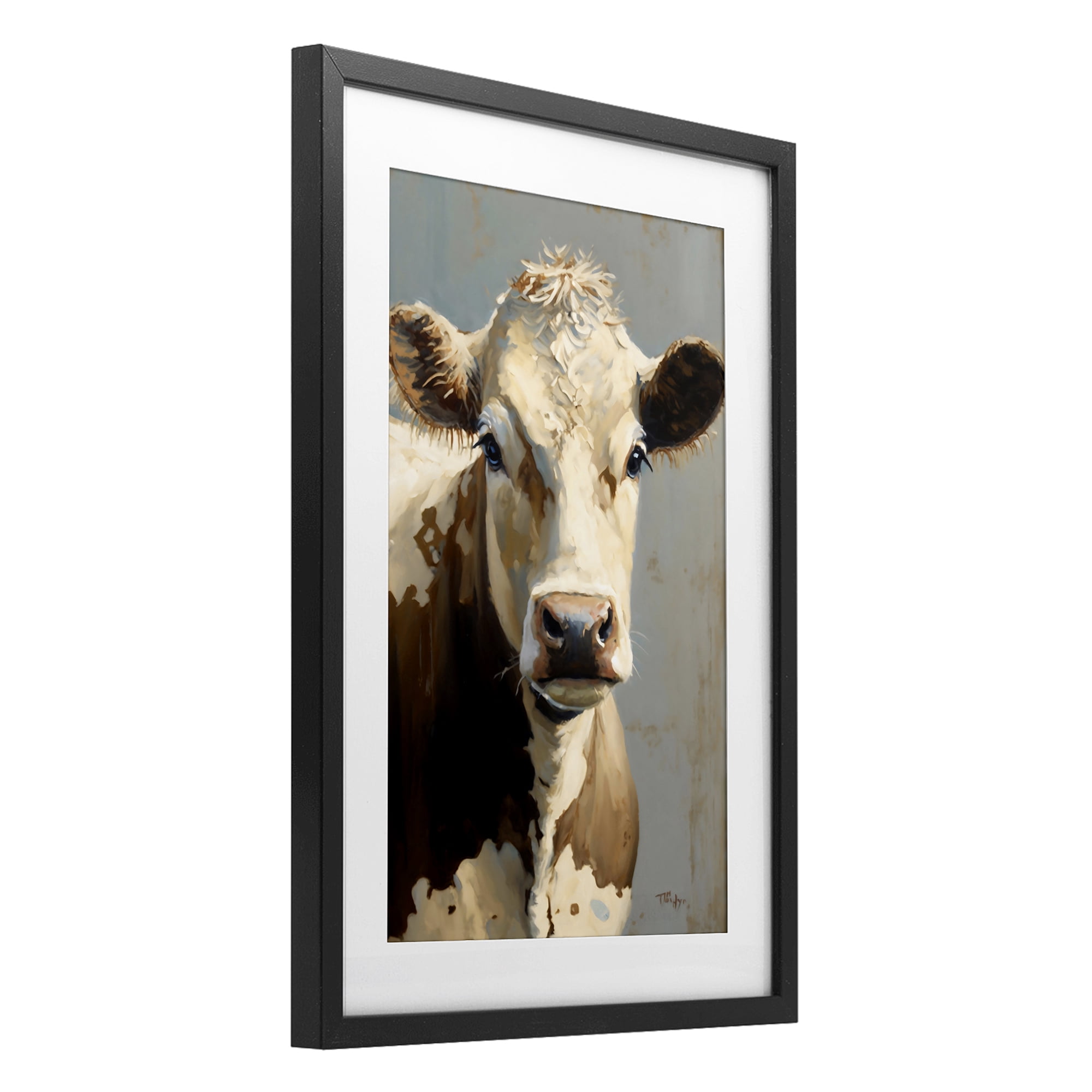 Stupell Industries Farmhouse Cow with Gentle Gaze Black Framed Print Under Glass, design by Creative Studio
