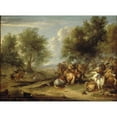 thumbnail image 2 of Adam Frans van der Meulen 14x11 Black Ornate Wood Framed Double Matted Museum Art Print Titled: Cavalry or Cavalry Combat (1652 - 1690), 2 of 5