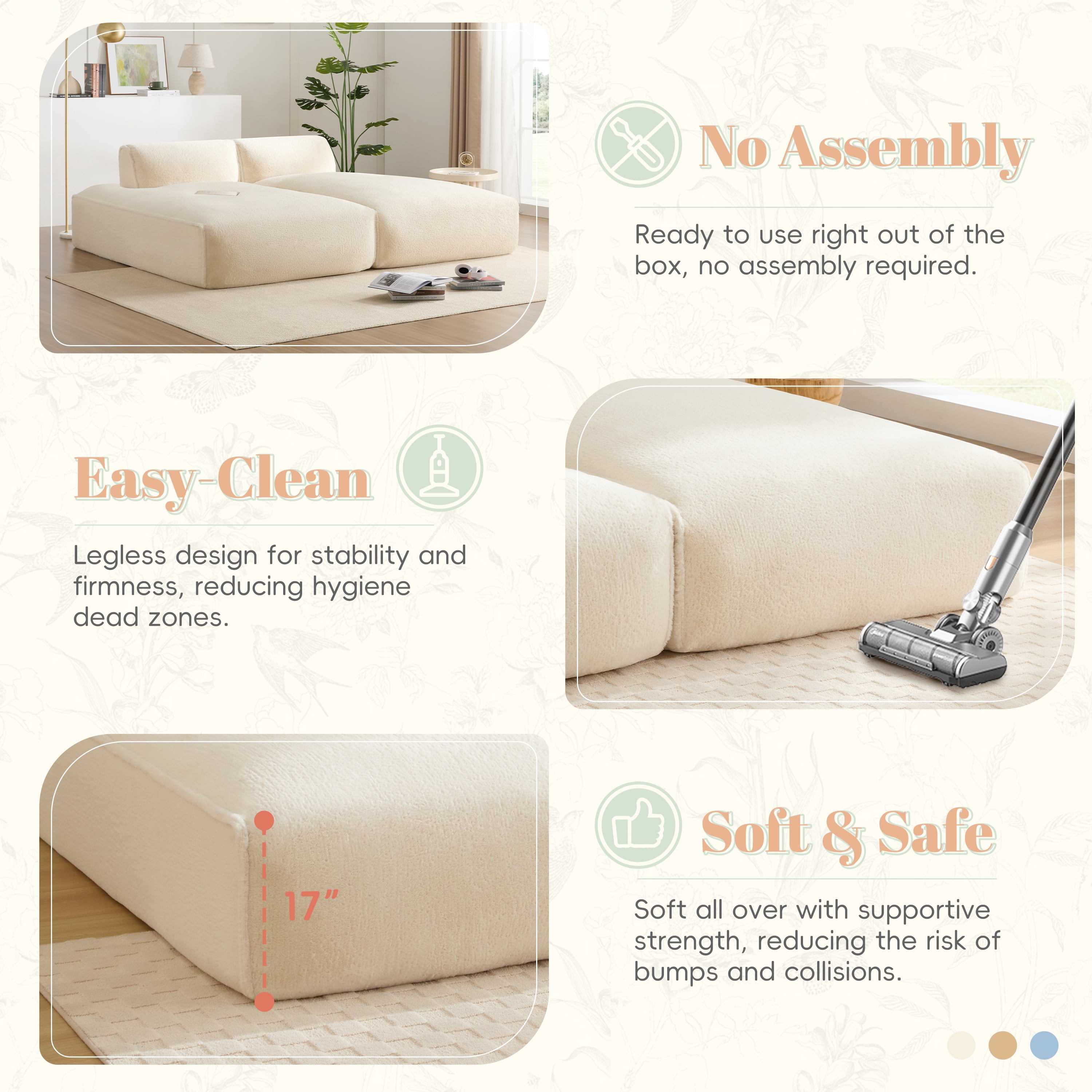Euroco Fully Compressed Sofa, No Assembly Required, Comfortable Spring & Sponge Seating, Modern Minimalist Design, Perfect for Homes with Kids and Pets