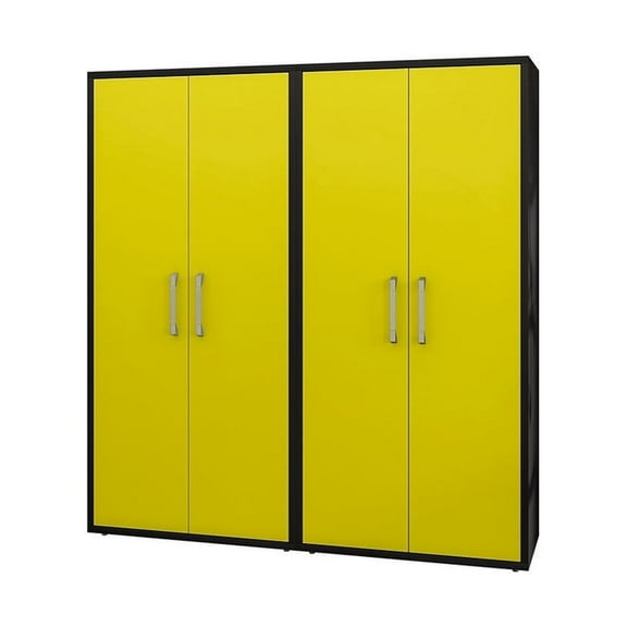 Eiffel Storage Cabinet in Matte Black and Yellow (Set of 2)