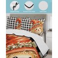 thumbnail image 3 of Quilts Queen Size Bedding Set, Thanksgiving Reversible Summer Quilt 3 Pieces, Fall Scarecrows Sunflowers Black Check Lightweight Bedspreads Coverlets with 2 Pillow Shams for All Seasons, 3 of 5