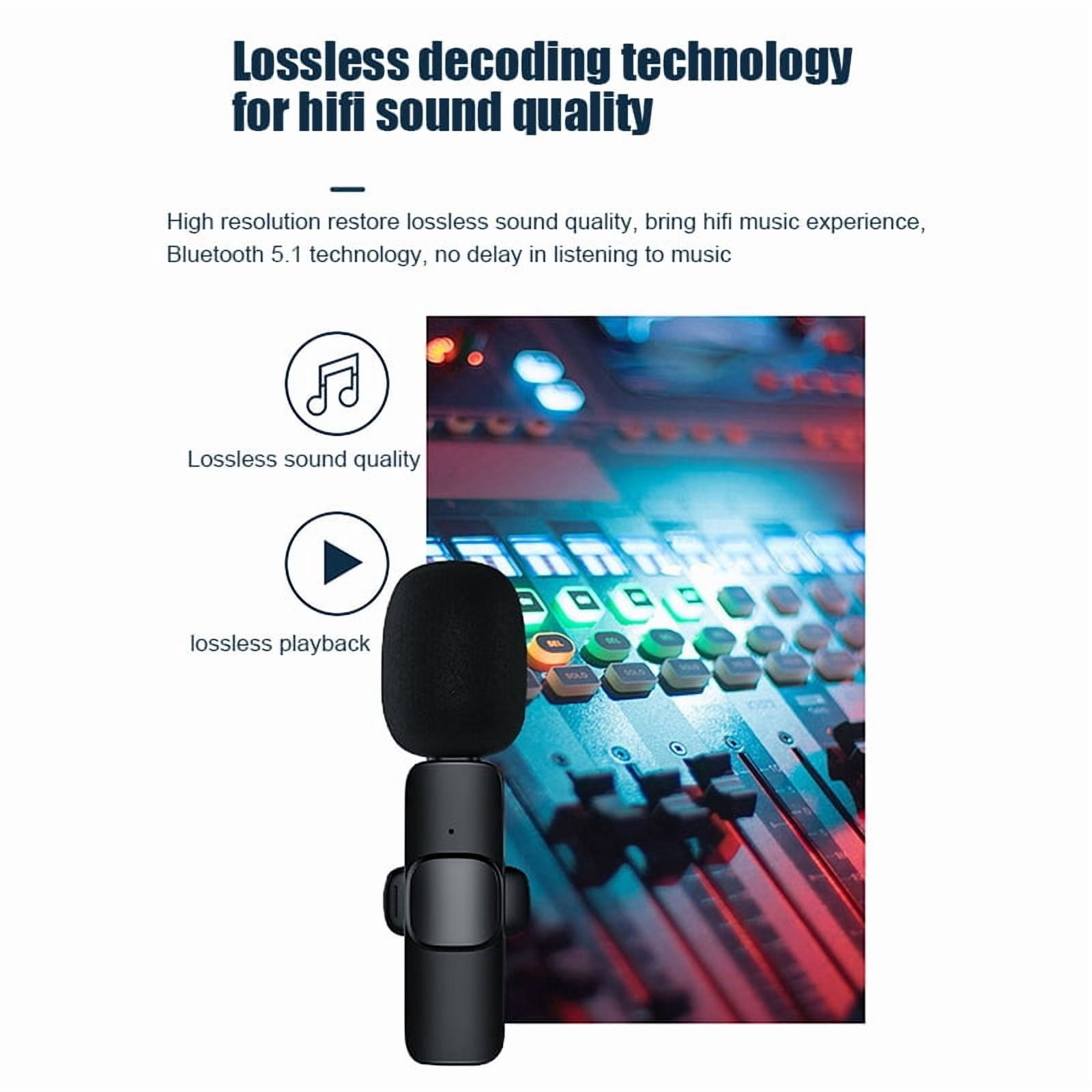 2.4G Wireless Lavalier Microphone, Smart Active Noise Cancellation Clip-on Mic for Outdoor Interview Live Stream, Plug & Play Audio Recorder for iPhone Android DSLR Camera Vlog Podcast