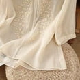 thumbnail image 4 of Embroidered Linen Shirts For Women Gauze Shirts Summer Blouses For Women Peasant Tops For Women Beach Vacation Tshirts Summer Linen Tops Lightweight Linen Blouses For Women Gauze Shirts For Women, 4 of 8