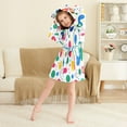 thumbnail image 3 of FORMRS Niños Bathrobe Unisex Hooded Robe Soft Plush Pajamas Sleepwear, Size 4-6T, Colorful Round, 3 of 7