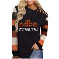 thumbnail image 1 of Camisas de Acción de Gracias Para Mujer, Manga Larga, Hombros Descubiertos, Correa de Hombro, Bloque de Color, Blusa Con Estampado de Calabaza, Túnica, Tops Odeerbi ODB204880, 1 of 5