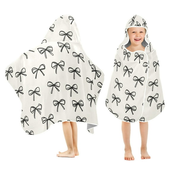 joogoo Bows Beige Kids Hooded Beach Towel Baby Bath Towel 23.5"x50"