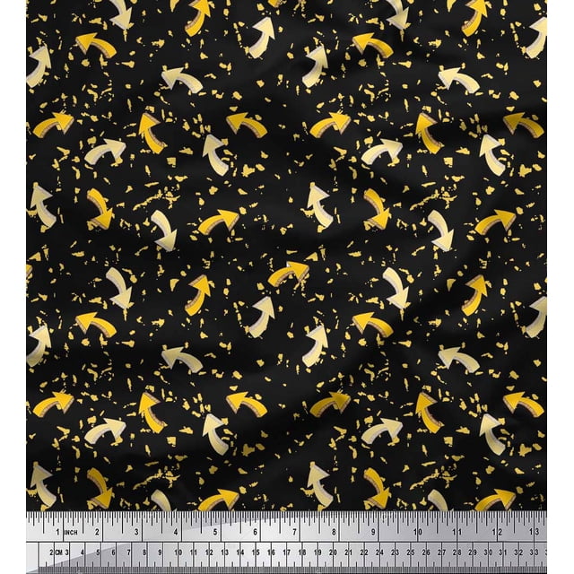 Soimoi Black polyester Crepe Fabric Abstract & Arrow Symbol Print Fabric by Yard 42 Inch Wide