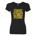 thumbnail image 2 of Straight Outta Pittsburgh Pit Fan | Fantasy Football | Womens Sports Slim Fit Junior Tee, Black, Large, 2 of 4