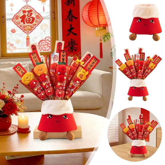Spring Festival Desktop Coated Skewers Photo Props, Festive Decorations for Chinese New Year, Year's Day Celebrations, Party Scenes, 1-piece Set Plush Candied Hawthorn Decoration 8pc