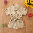 thumbnail image 2 of FAOWME Summer Girl Short Sleeve Stylish Cargo Jumpsuit Onesie Khaki 3-4 Years, 2 of 8