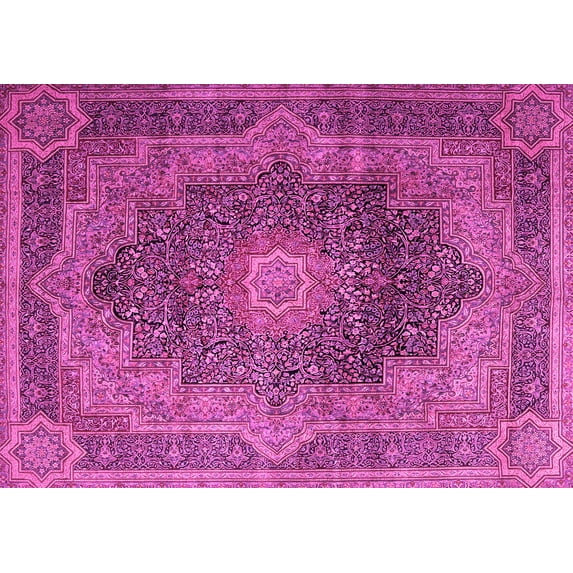 Ahgly Company Indoor Rectangle Medallion Pink Traditional Area Rugs, 8' x 10'