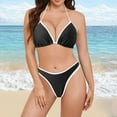 thumbnail image 2 of Women's High Waisted Bikini Set Two Piece Swimsuit for Women Shirred Solid Color High Waisted Bathing Suits for Women Strap Bikini Swimwear Summer Swim Suit Gibobby(S,Black), 2 of 9