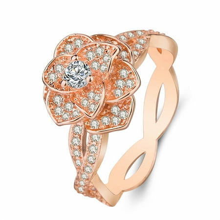 Women's Luxury Diamond Flower Crystal Zircon Ring