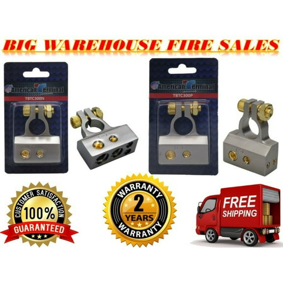 A/T 2/ 4 / 8 Gauge AWG Car Battery Terminal Chrome Positive & Negative Set