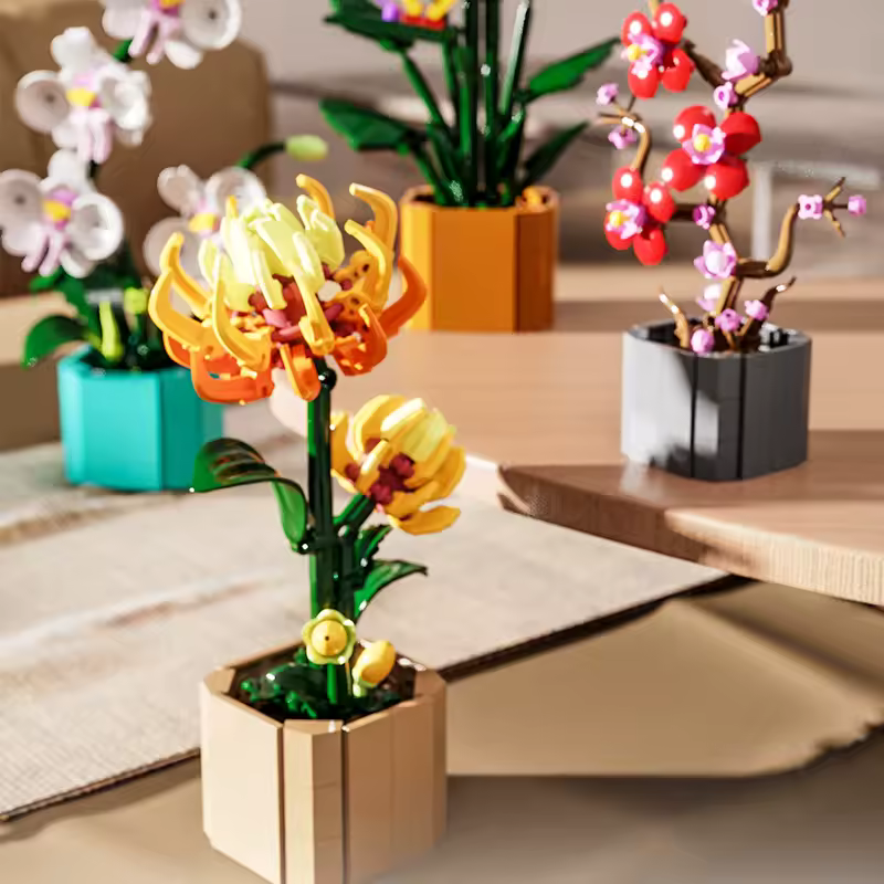 thumbnail image 4 of GZBrick Flower Bouquet Botanical Building Sets with Vase for Adults Girls Compatible with Lego 1382 PCS, 4 of 8