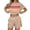 Beige, variant on Womens Rainbow Striped 2 Piece Lounge Sets Casual Striped Color-Blocked Sweatshirt and Shorts Set Loungewear
