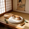 thumbnail image 5 of Plush Cat Dog Cushion, Round Pet Warm Mat, Soft and Comfortable Sleeping Cushion for Living Room, 20in, 5 of 6