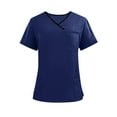 thumbnail image 3 of Kctiaxy Womens Scrubs Short Sleeve V Neck T Shirts Tops Solid Color Comfortable Stretch Nurse Scrubs for Men with Pocketss, 3 of 7