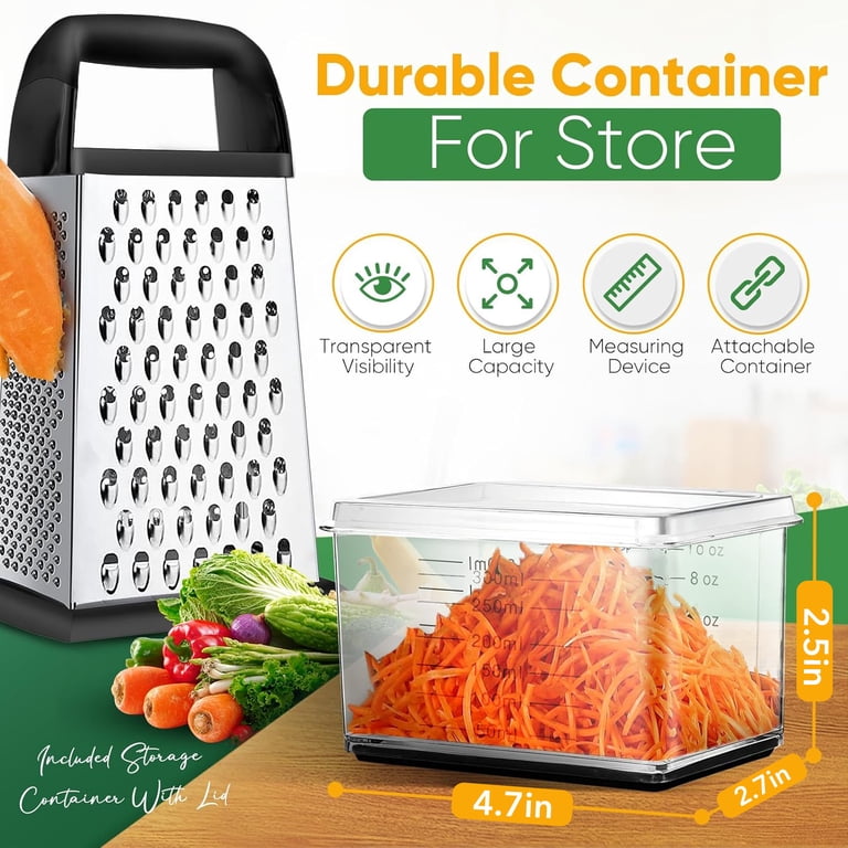 Behome 4-Sided Stainless Steel Box Grater with Container photo 3