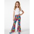 thumbnail image 2 of Girls Digital Print Flared Pants, Wide Leg Bell Bottom Trousers, Cute Casual Slim-Fit Bottoms for Kids, Spring Summer Autumn Ages 4-13, 2 of 6