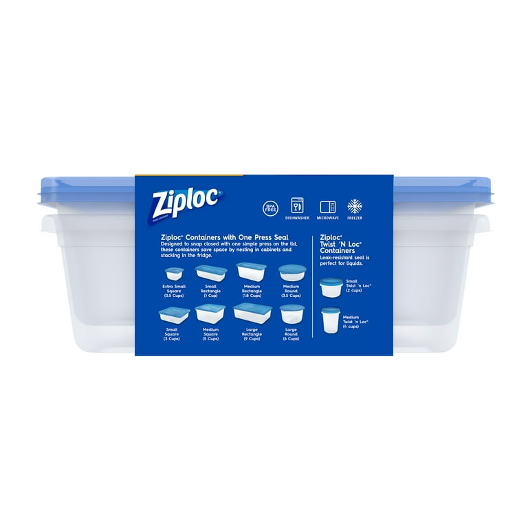 Ziploc Brand Large Rectangle 9 Cup Food Storage Containers