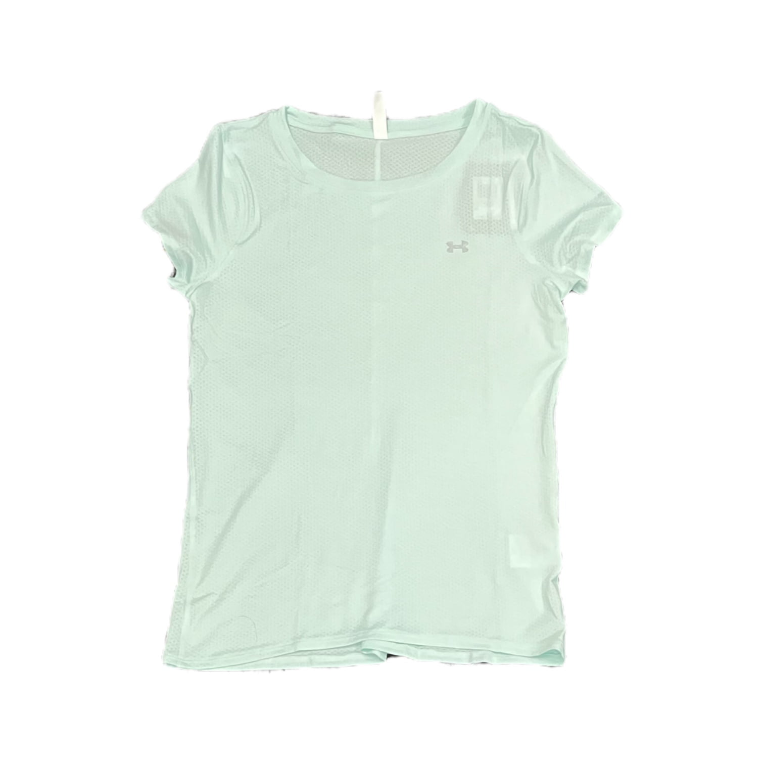 Under Armour Women's HeatGear Short Sleeve Dri Fit Shirt (Aqua/Metallic Silver, S)