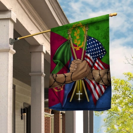 Flags Eritrean Handshake American Flag Friendship USA Eritrea Eritrean Part House Flag, Double-Sided Decorative Outdoor Flag, Patriotic Polyester Yard Flag 29.5 x 39.5 in