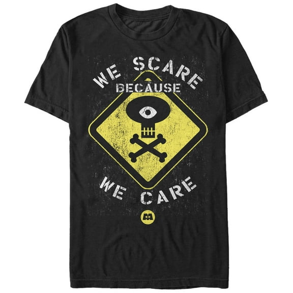 Men's Monsters Inc We Scare Because We Care Sign  Graphic Tee Black X Large