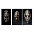 thumbnail image 2 of Designart "Traditional African Mask Ethnically Crafted XV" African Tribal Wall Art Set Of 3 - Black African Tribal Gallery Set For Office Decor, 2 of 7