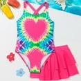thumbnail image 5 of WOYY Toddler Girls Criss-Cross Back One-Piece Swimsuit with Skirt Bathing Suit, Sizes 4-8, 5 of 5