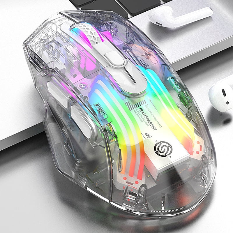 Wireless Gaming Mouse Bluetooth-Compatible 5.0/2.4G/USB-C 3 Modes Electronic Competition Mice Transparent for PC Laptop Desktop