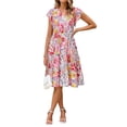 thumbnail image 1 of Vestido de verano casual a media pierna con cuello en V y estampado floral Glamaker, 1 of 4