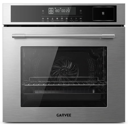 24 Inch Built-in Steam Electric Oven Combo, 2.5 Cu.ft Convection Wall Oven, 5 Cooking Modes, Steam Function, Triple-Layer Glass, Easy Clean Interior, Timer & Safety Lock, Silver