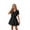 Black, variant on Women's Tie Front Mini Dress: V Neck Short Sleeve Layer Ruffle Hem Dress with Pockets