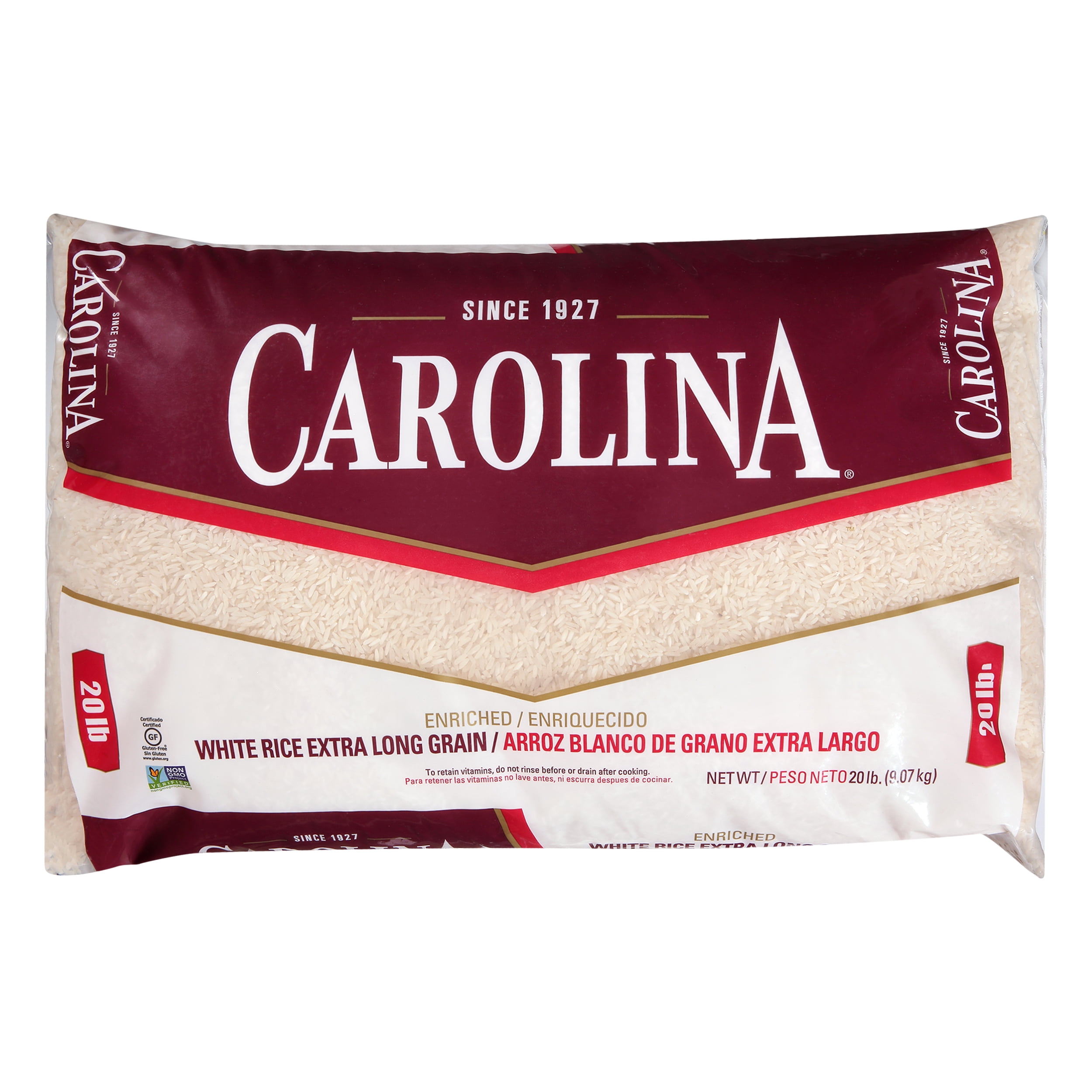 Carolina Enriched White Rice, Extra Long Grain Rice, 20 lb Bag