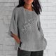 thumbnail image 4 of Camiseta de Manga Corta de la Mujer Casual Cuello Redondo Impresión Superior, Camiseta Ligera para Diario, Fiesta Y Todas las Estaciones, 4 of 4