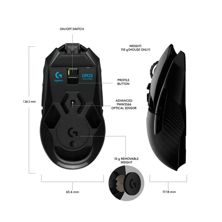 Logitech G903 Gaming Mouse, LIGHTSPEED Wireless, HERO 25K