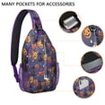 thumbnail image 2 of Sling Backpack,Magical Pumpkin Castle Halloween Pattern Sling Bag with Water Bottle Holder,Waterproof Sling Bag for Men/Women with Headphone Jack for Hiking,Travel, 2 of 6