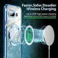 thumbnail image 4 of Casetego For Google Pixel 9A Case,Compatible with MagSafe,Clear Magnetic Glitter Gradient Sparkle Luxury Plated Soft TPU Bumper Full Camera Lens Protector,Blue, 4 of 7