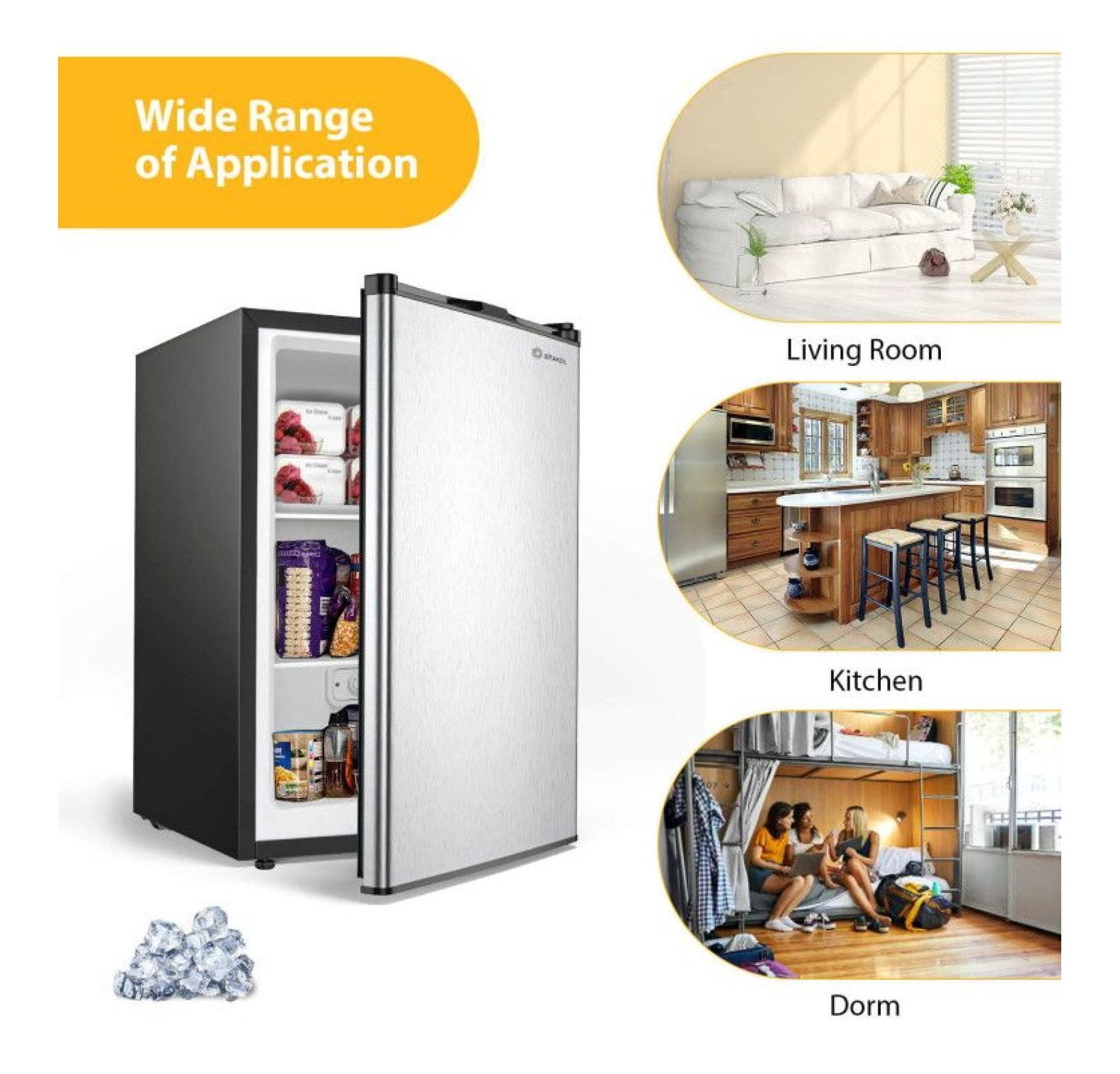 Compact Upright Freezer 3.0 cu ft - Stainless Steel Door - Mini Freezer - Adjustable Temp Control - Space Saving - Manual Defrost