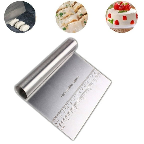 INTBUYING Durable Pizza Dough Scraper Cutter Flour Pastry Cake Tool Gadget Stainless Steel
