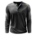 thumbnail image 4 of Handshe Men's Long Sleeve T-Shirt, Fashion Casual Solid Color Breathable Button Pocket Shirt for Men, Daily Wear Outfits, 4 of 9